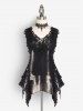 Gothic Grommet Flowers Hollow Out Lace Up Sleeveless Top -  