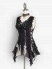 Gothic Grommet Flowers Hollow Out Lace Up Sleeveless Top -  