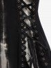 Gothic Grommet Flowers Hollow Out Lace Up Sleeveless Top -  