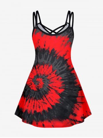 Gothic Spiral Tie Dye Crisscross Cami Dress