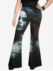 Gothic Blood Girl Print Flare Pants -  