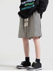 Short Décontracté Motif de Rayure Verticale - Noir XL