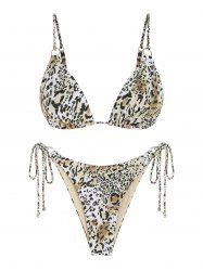 Maillot de Bain Bikini Léopard à Bretelles Tressées - Multi S