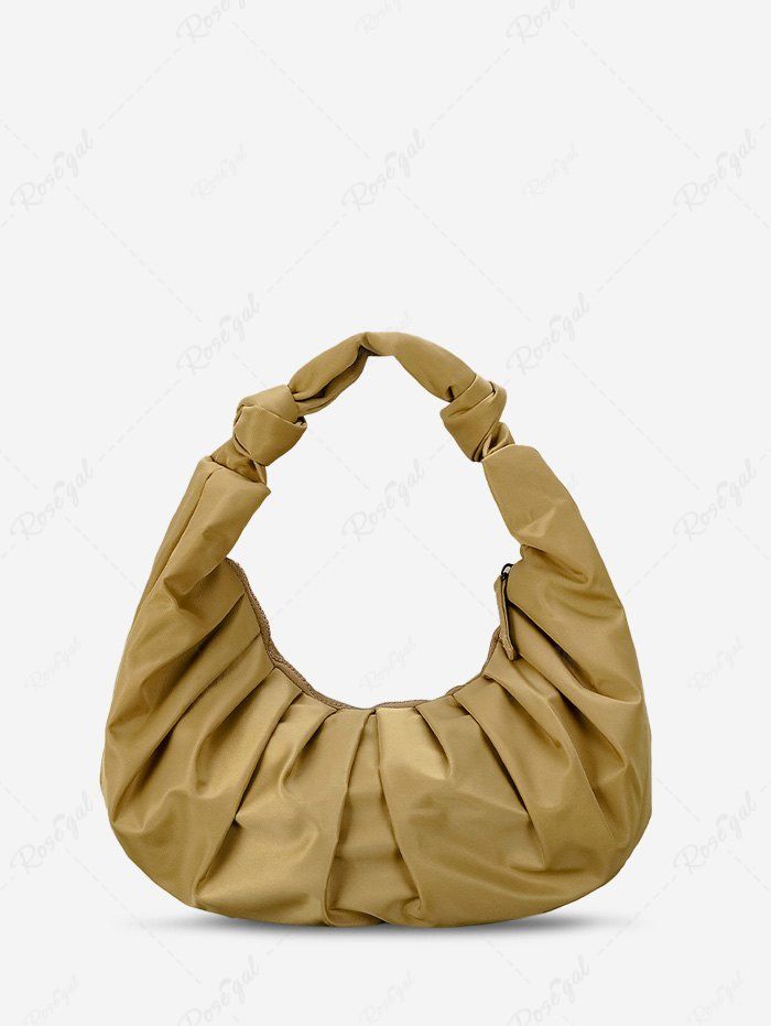Sac à Bandoulière Noué Plissé à Demi-Lune Deep Yellow 