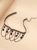 Collier Ras-de-Cou en Dentelle avec Pendentif Pompon et Cristal Style Vintage - Noir 