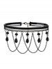 Collier Ras-de-Cou en Dentelle avec Pendentif Pompon et Cristal Style Vintage - Noir 