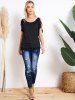 Cold Shoulder Cowl Neck Chain Detail Colorblock Ruched Faux Twinset T-shirt -  