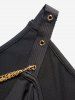 Cold Shoulder Cowl Neck Chain Detail Colorblock Ruched Faux Twinset T-shirt -  
