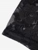 Plus Size Twist Cut Out Sheer Lace Asymmetrical Hem Plain Color T Shirt -  