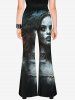 Gothic Blood Girl Print Flare Pants -  
