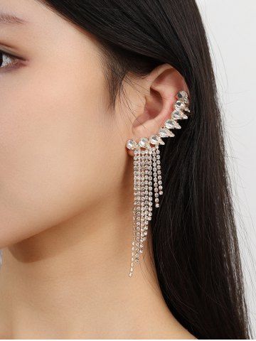Faux Crystal Rhinestone Tassel Drop Earrings