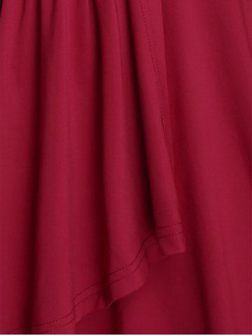 Plus Size Plaid Buckle Ruched Ruffles Short Sleeves T-Shirt