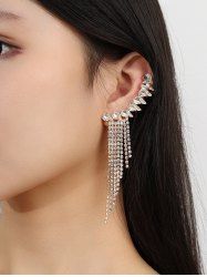 Faux Crystal Rhinestone Tassel Drop Earrings -  