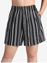 Plus Size Ethnic Figure Print Pockets Shorts -  