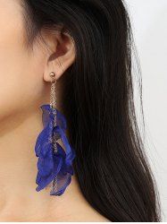 Boucles D'Oreilles Pétale Pendantes en Maille - Bleu 
