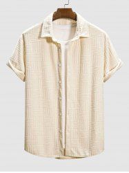 Chemise Rayée en Jacquard et Tissu Eponge à Manches Courtes - café lumière XL