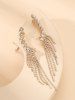 Faux Crystal Rhinestone Tassel Drop Earrings -  