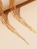 Boucles D'Oreilles Pendantes Motif Métal et Pompon Style Vintage - d'or 