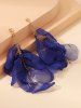 Boucles D'Oreilles Pétale Pendantes en Maille - Bleu 