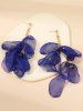Boucles D'Oreilles Pétale Pendantes en Maille - Bleu 