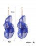 Boucles D'Oreilles Pétale Pendantes en Maille - Bleu 
