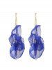 Boucles D'Oreilles Pétale Pendantes en Maille - Bleu 