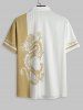 Chinese Style Letter Dragon Colorblock Pattern Short Sleeves Shirt -  