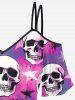 Gothic Skulls Stars Print Cold Shoulder T-shirt -  
