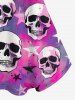 Gothic Skulls Stars Print Cold Shoulder T-shirt -  