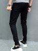 Letter Graphic Embroidered Straight Leg Jeans -  
