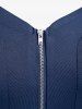 Plus Size Solid Color Zipper Short Sleeves T-shirt -  