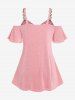Plus Size Chains O-ring Zipper Cold Shoulder T-shirt -  
