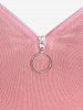 Plus Size Chains O-ring Zipper Cold Shoulder T-shirt -  
