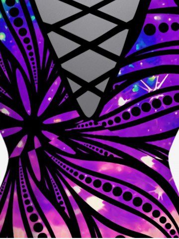 Plus Size Paint Splatter Floral Figure Print Crisscross T-shirt