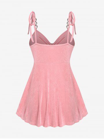 Plus Size Tied Heart Buckle Ruched Chains Cami Top