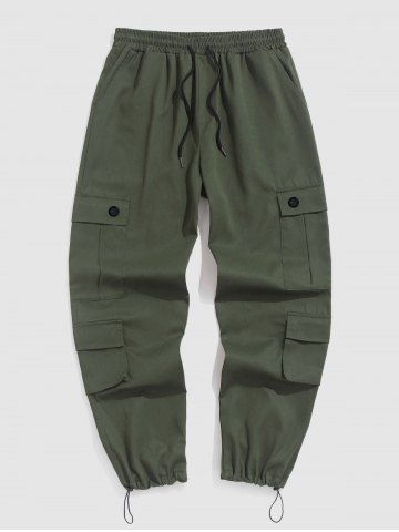 Streetwear Toggle Drawstring Multi-pockets Cargo Pants - GREEN - XXL