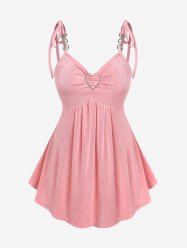 Plus Size Tied Heart Buckle Ruched Chains Cami Top -  