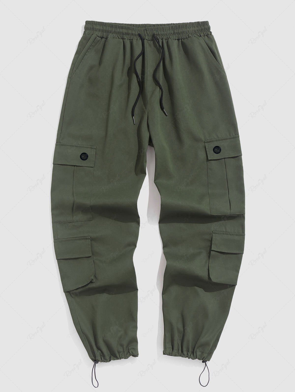 Outfits Streetwear Toggle Drawstring Multi-pockets Cargo Pants  
