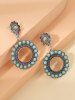 Vintage Flower Turquoise Drop Earrings -  