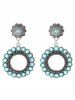 Vintage Flower Turquoise Drop Earrings -  