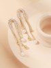 Boucles D'oreilles Pendantes Vintages Frangées en Perle Fausse - d'or 