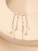 Boucles D'oreilles Pendantes Vintages Frangées en Perle Fausse - d'or 
