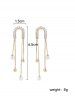 Boucles D'oreilles Pendantes Vintages Frangées en Perle Fausse - d'or 