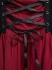 Robe Gothique Superposée Bicolore à Œillets à Lacets à Volants - Rouge 1X | US 14-16