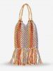Ethnic Style Hollow Out Braided Tassel Design Beach Tote Bag -  