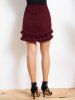 Mock Button Layered Tassel High Low Mini Skirt -  