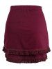 Mock Button Layered Tassel High Low Mini Skirt -  