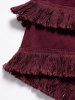 Mock Button Layered Tassel High Low Mini Skirt -  