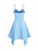 Pastel Color Knotted Spaghetti Strap Empire Wast Asymmetrical Midi Dress -  