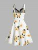 Flower Print Ruched Bust Lace Panel Empire Waist Mini Dress -  